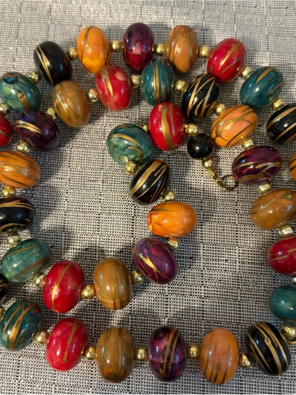 Vintage Colorful Multicolor Bead Necklace - Women's Jewelry